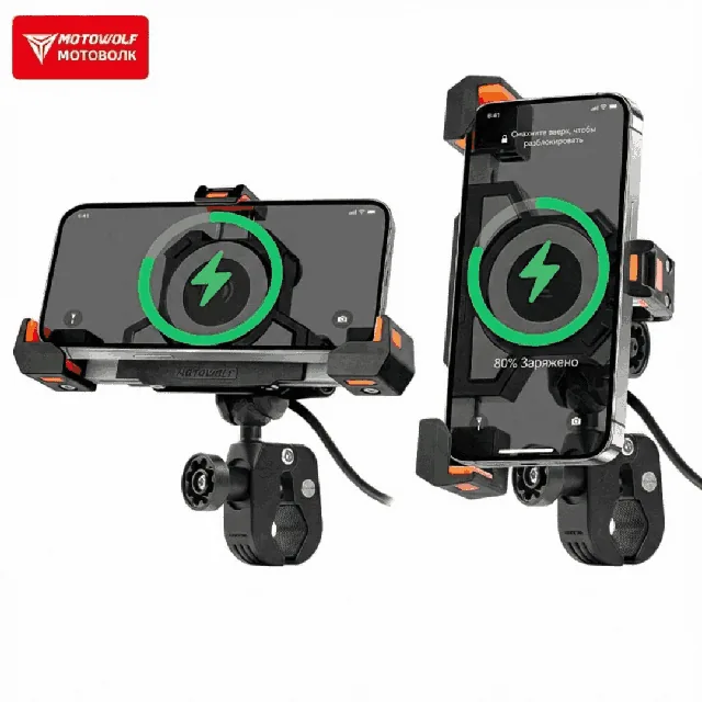 Держатель телефона MOTOWOLF с USB-зарядкой